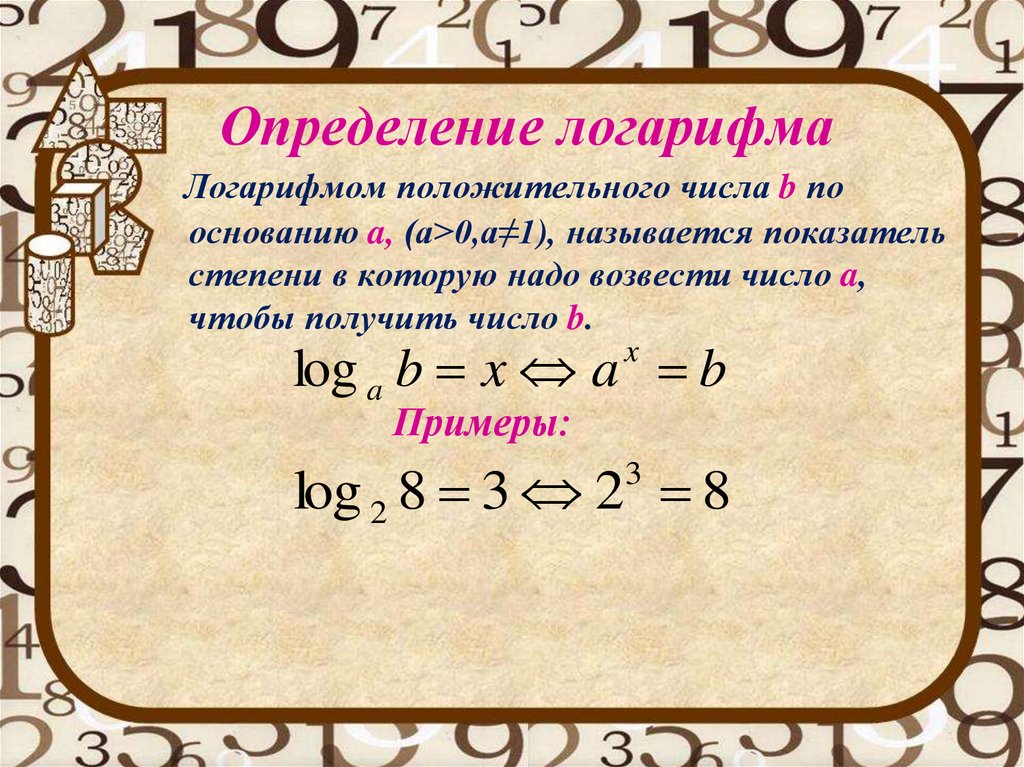 Логарифм по основанию 7 числа 2. Логарифм положительного числа b по основанию a. Определение логарифма. Определение логарифма числа. Определение логарифма положительного числа b по основанию a.