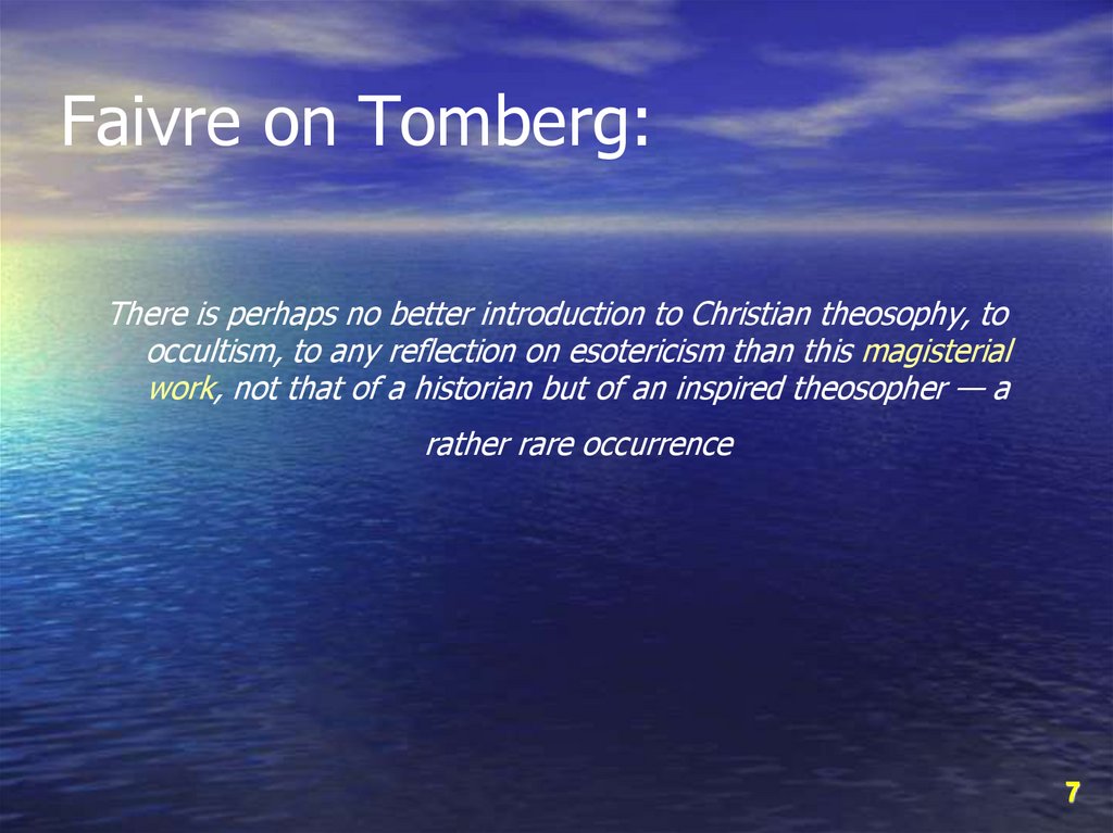 Faivre on Tomberg: