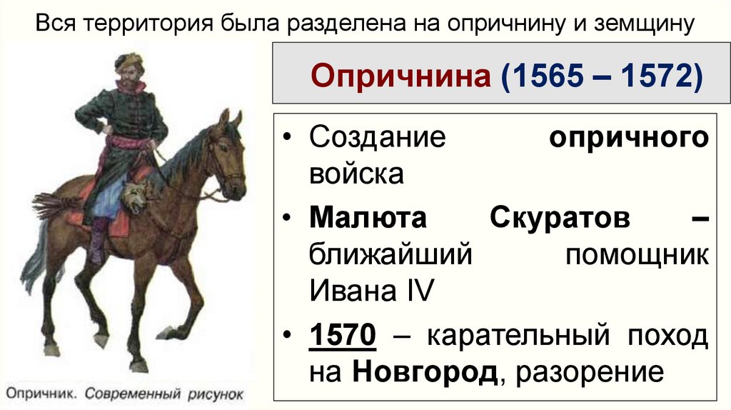1565—1572 — Опричнина Ивана Грозного.