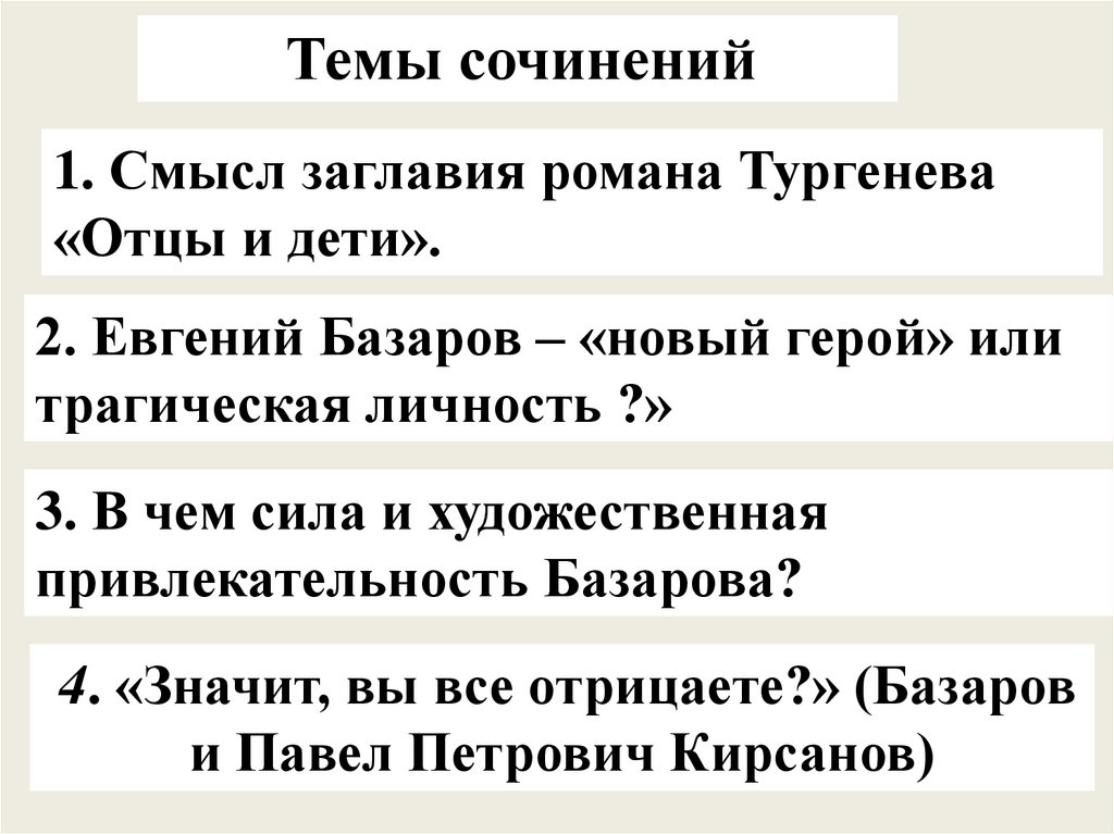 Сочинение: Евгений Базаров в романе И.С. Тургенева Отцы и дети и отношение к нему автора