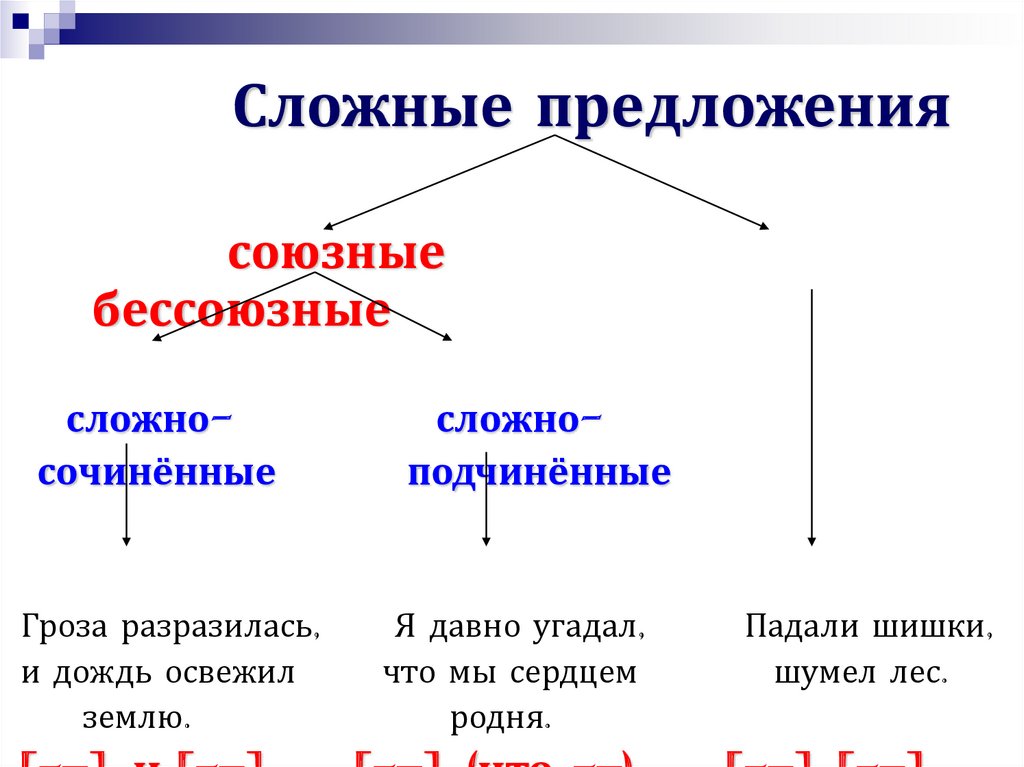 Бессоюзное сложное предложение сложносочиненное предложение. Виды сложных предложений.