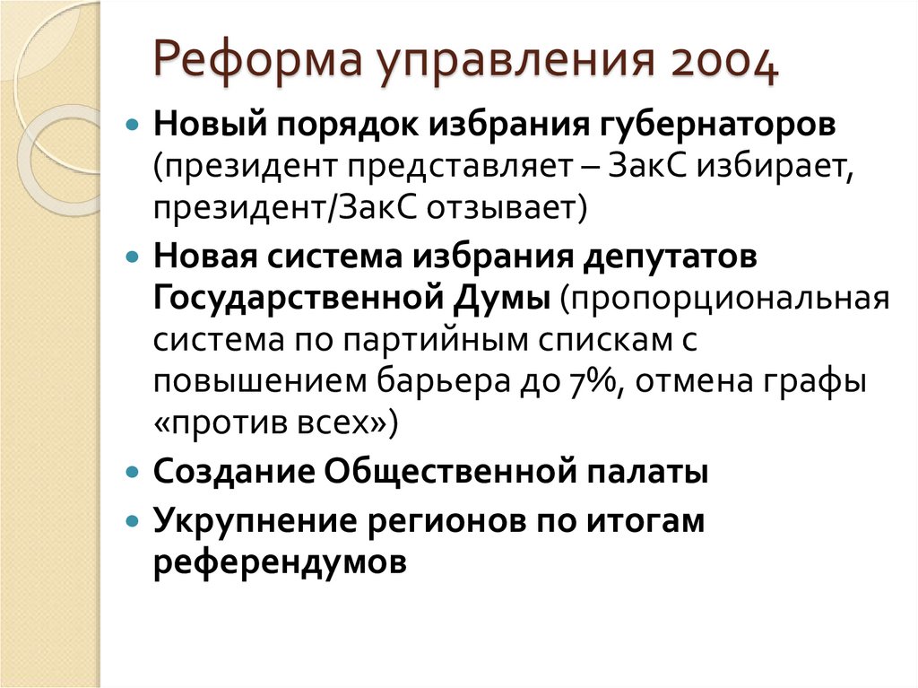 Реформа управления 2004