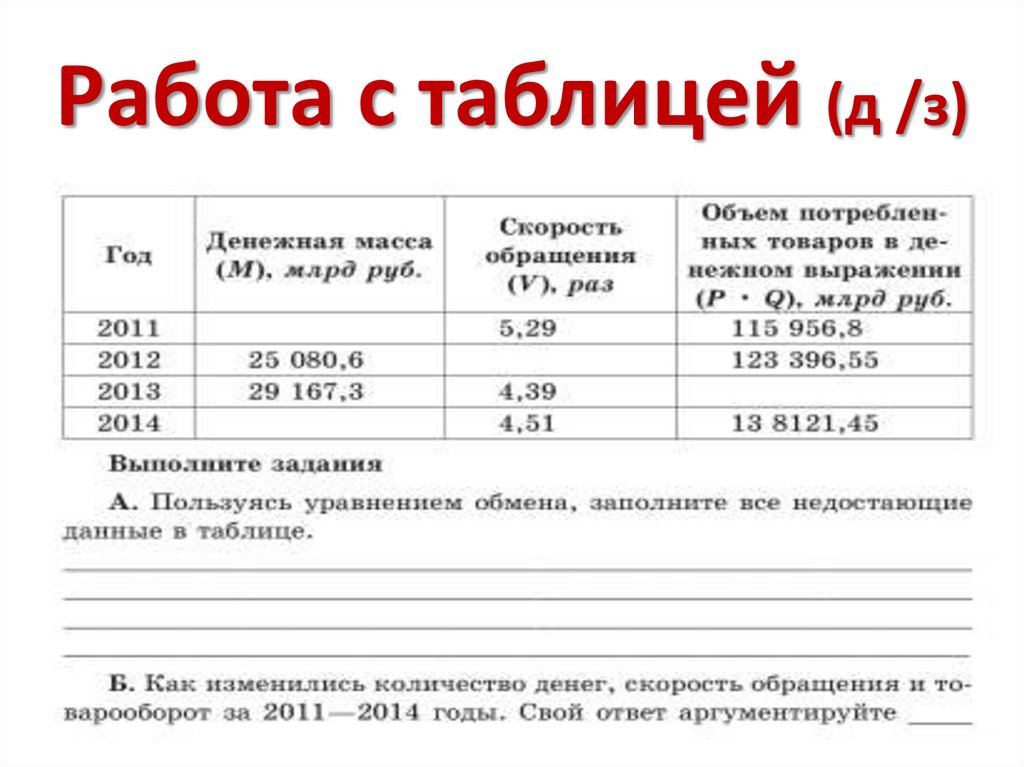 Работа с таблицей (д /з)