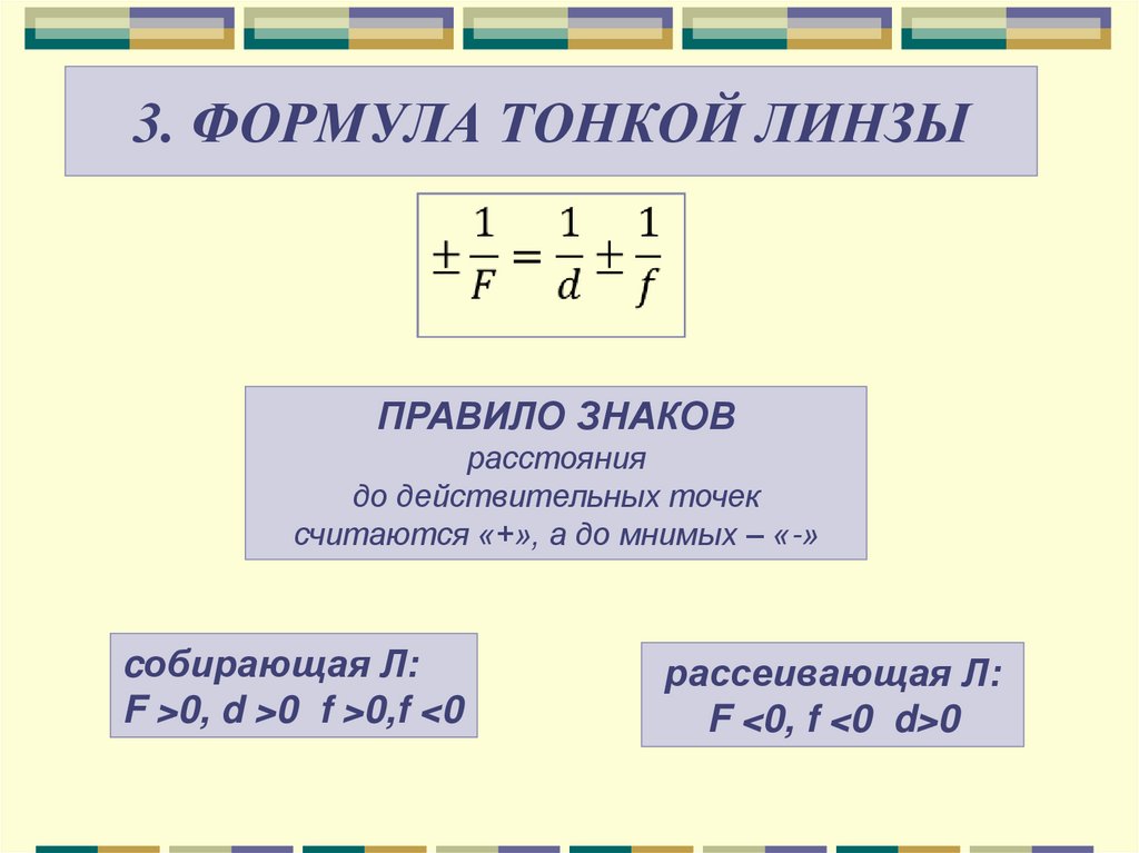 Линзы формула тонкой линзы презентация 8 класс