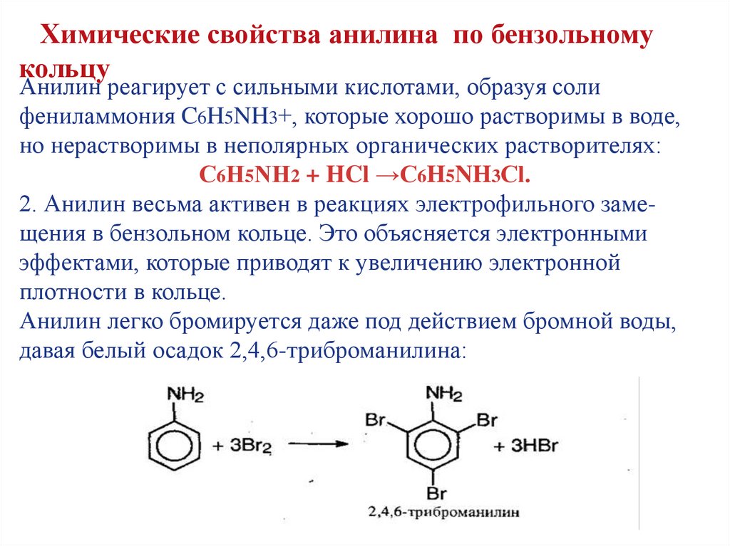 Анилин группа соединений. Анилин взаимодействует с сильными кислотами. Анилин взаимодействие с кислотами. Анилин реагирует с кислотами с образованием солей. Анилин реагирует с.
