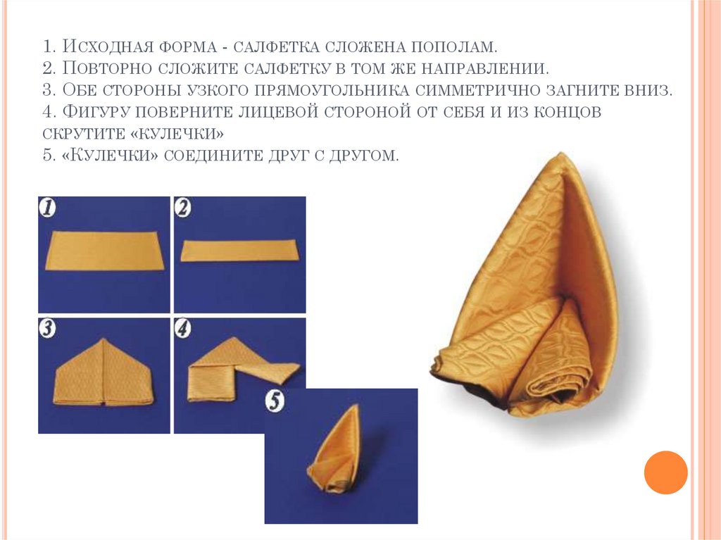 Способы складывания салфеток для сервировки стола презентация