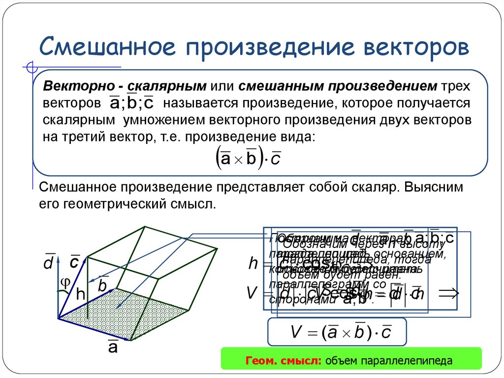 Произведение трех векторов