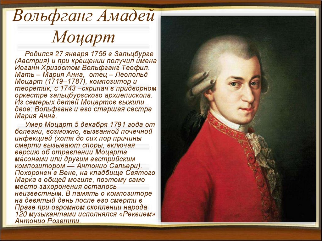 Моцарт родился в стране. Моцарт Хризостом Вольфганг Теофил Моцарт.