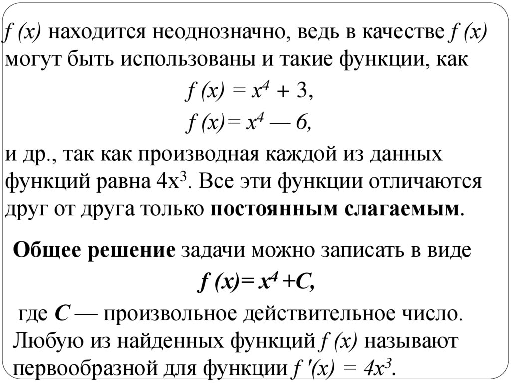 График первообразной функции проходит через точку