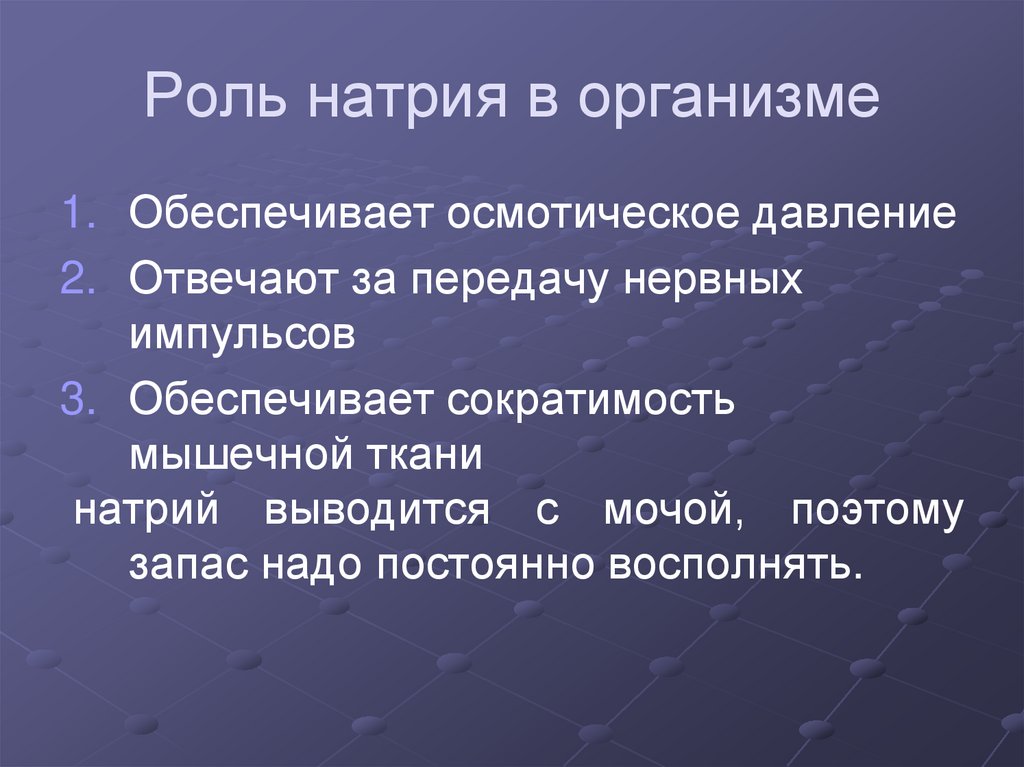 Роль натрия в организме