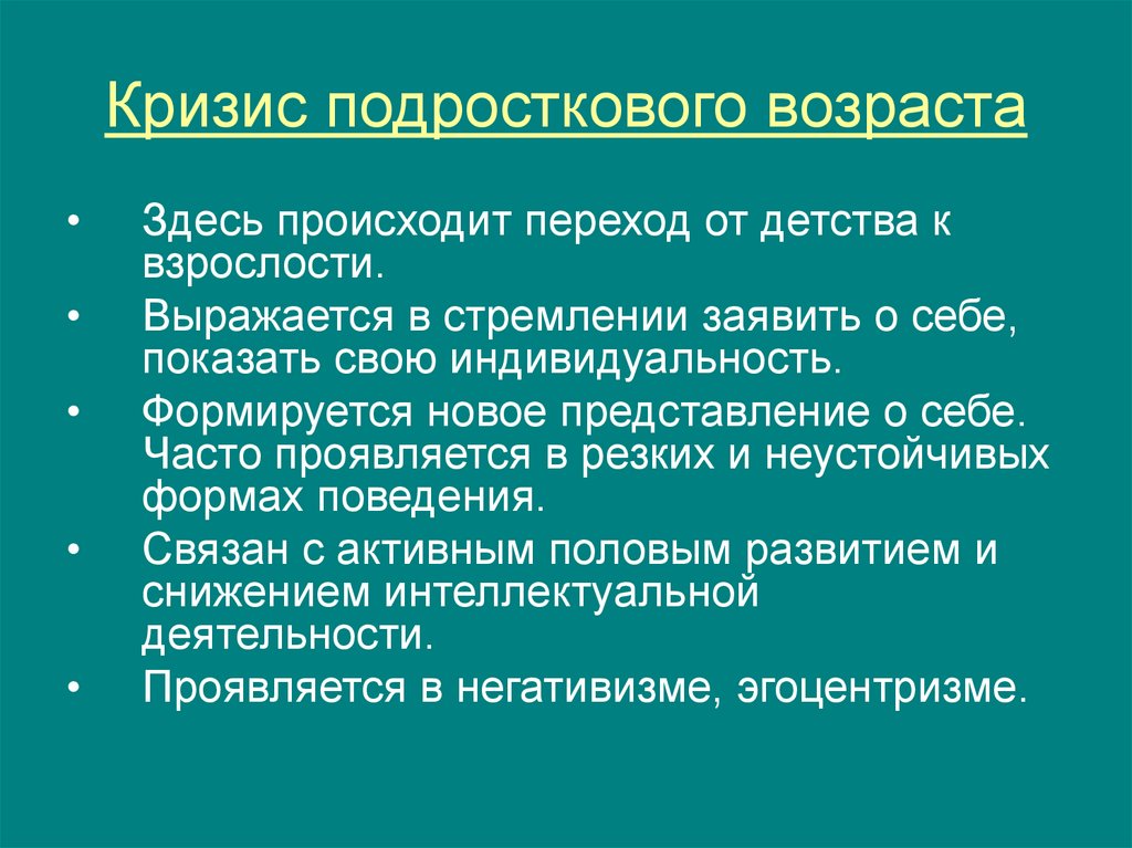 Подростковый кризис презентация