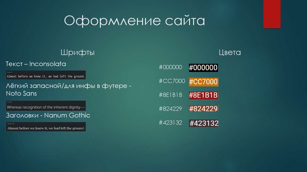 Оформление сайта