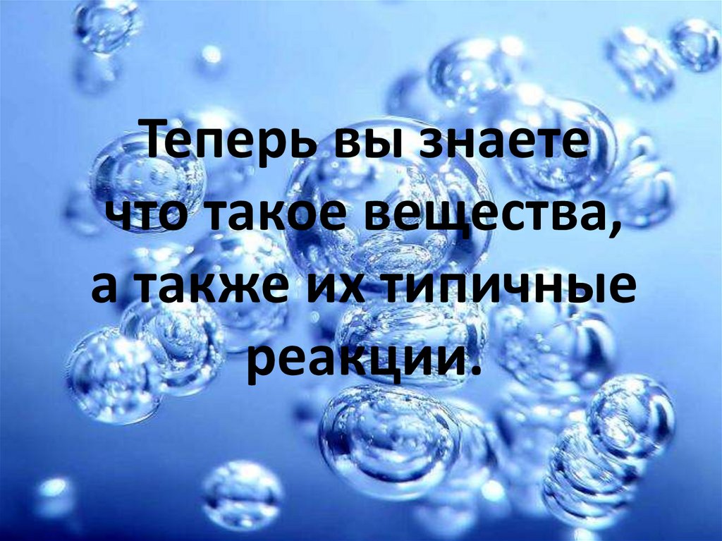 Теперь вы знаете что такое вещества, а также их типичные реакции.