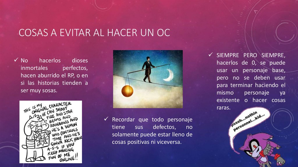 Cosas a evitar al hacer un oc