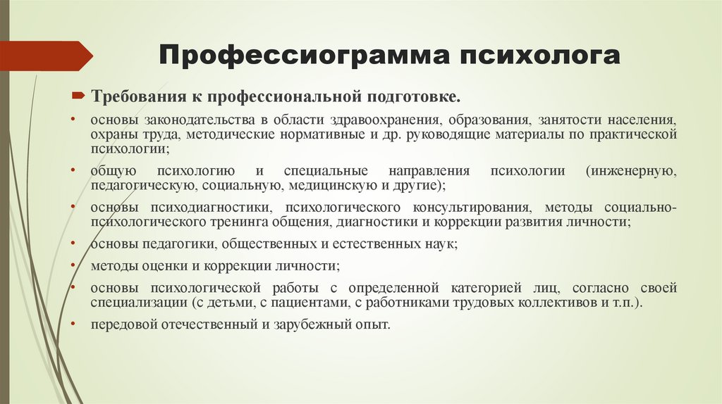 Компоненты профессиограммы современного педагога