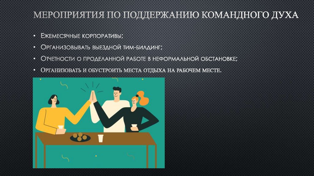 Мероприятия по поддержанию командного духа