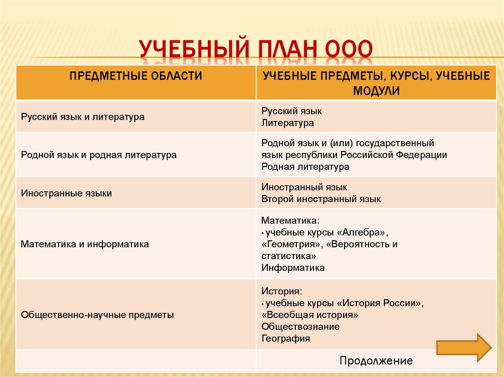 Учебный план ООО