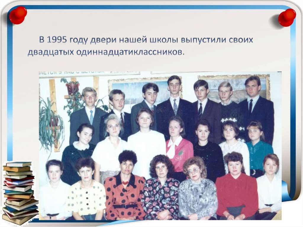 В 1995 году двери нашей школы выпустили своих двадцатых одиннадцатиклассников.