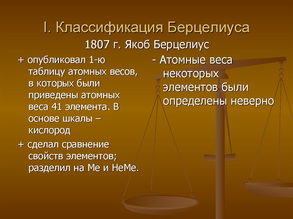 I. Классификация Берцелиуса