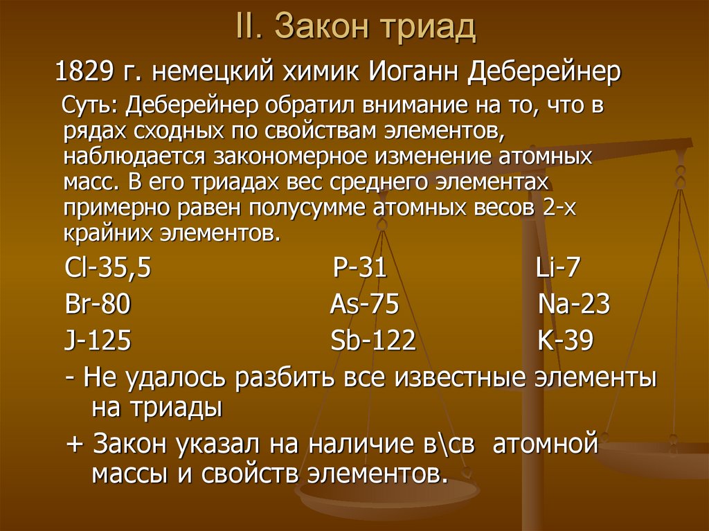 II. Закон триад