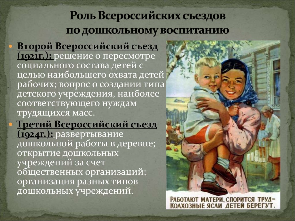 Роль Всероссийских съездов по дошкольному воспитанию