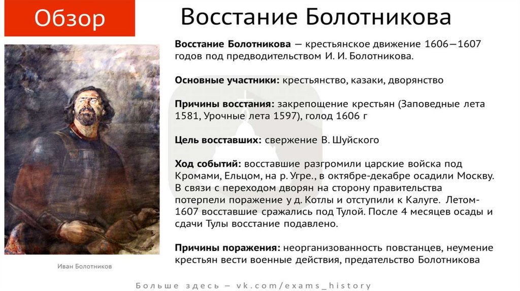 Восстание болотникова презентация