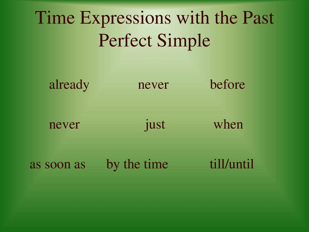 Time Expressions with the Past Perfect Simple