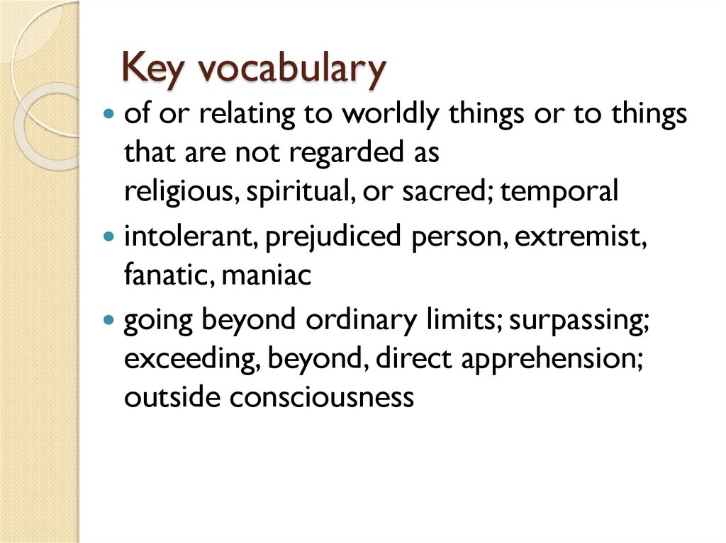 Key vocabulary