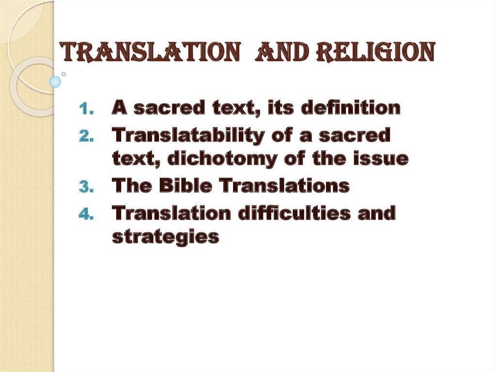 TRANSLATION AND RELIGION