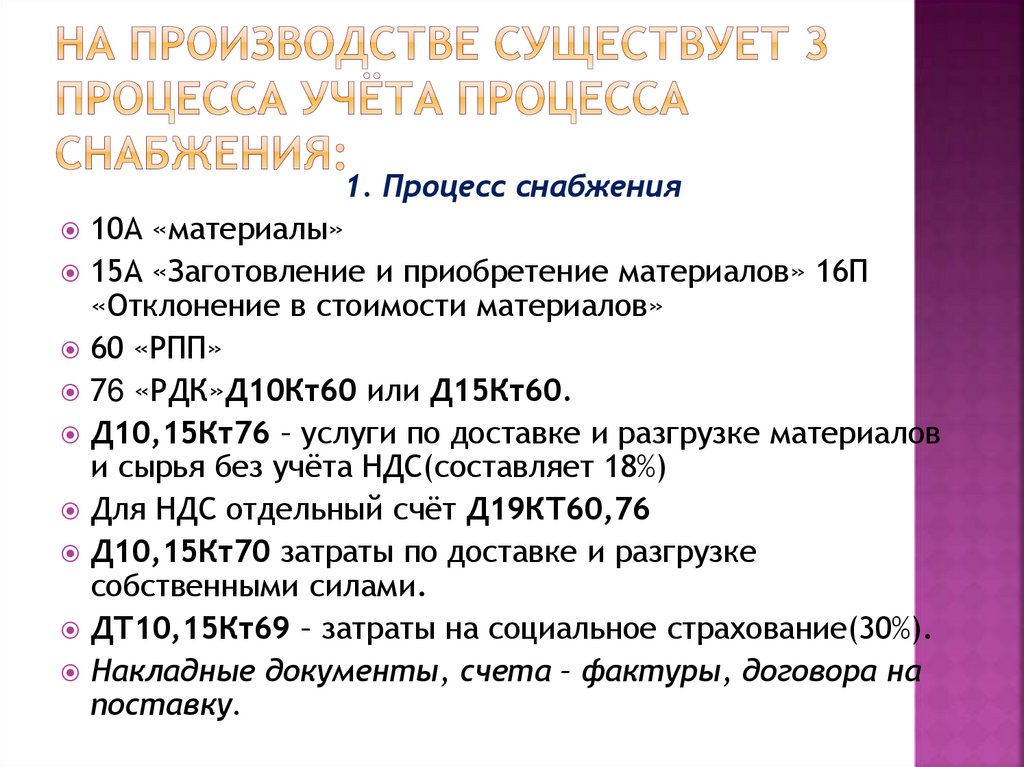 Сколько вариантов планов счетов используется в процессе снабжения