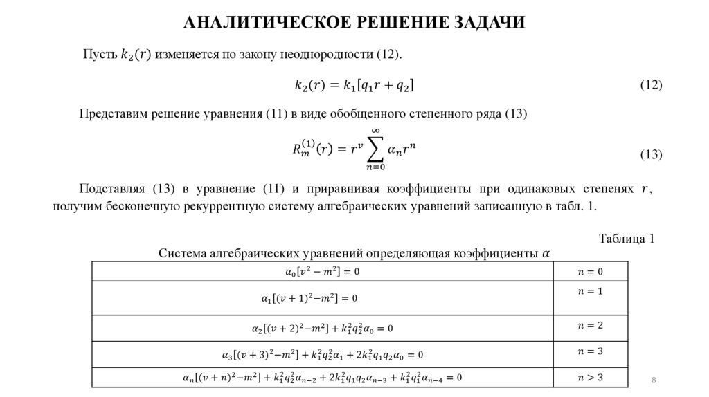 АНАЛИТИЧЕСКОЕ РЕШЕНИЕ ЗАДАЧИ