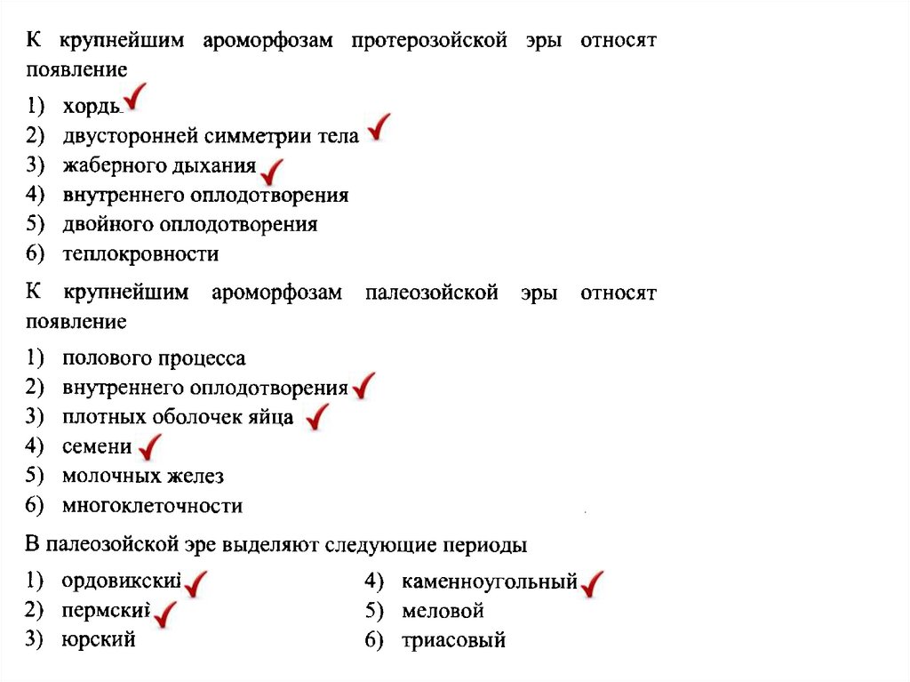 Эволюция проверочная работа