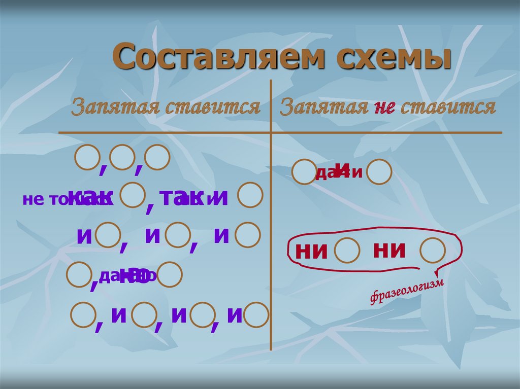 Составляем схемы