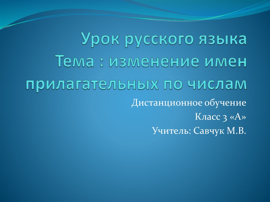 Изменение имен прилагательных по числам 3 класс презентация