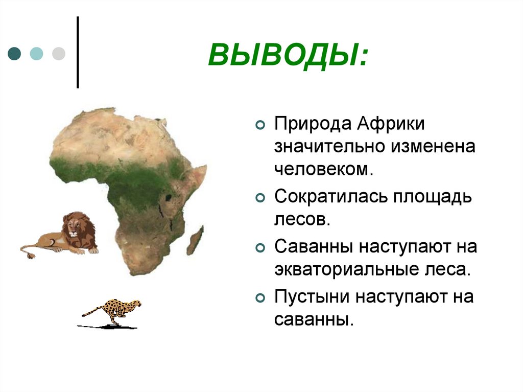 Воздействие человека на природу 7 класс презентация. Влияние человека на природу Африки. Заключение презентации про Африку. Вывод про Африку 7 класс. Вывод по Африке.