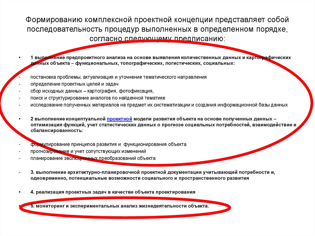 Формированию комплексной проектной концепции представляет собой последовательность процедур выполненных в определенном порядке,