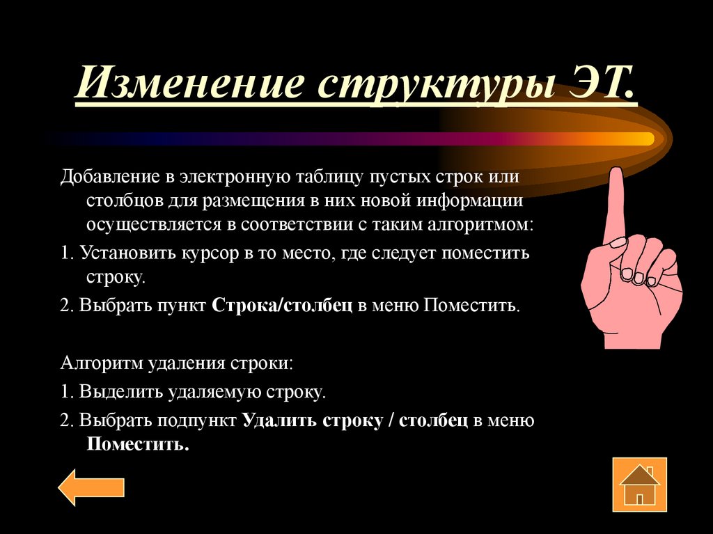 Изменение структуры ЭТ.