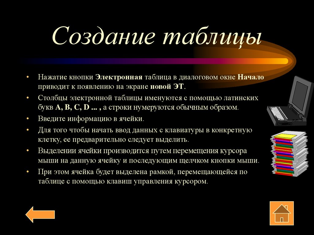 Создание таблицы