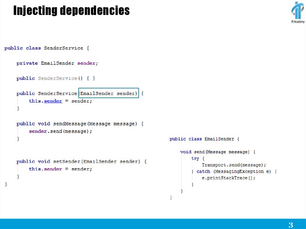 Injecting dependencies
