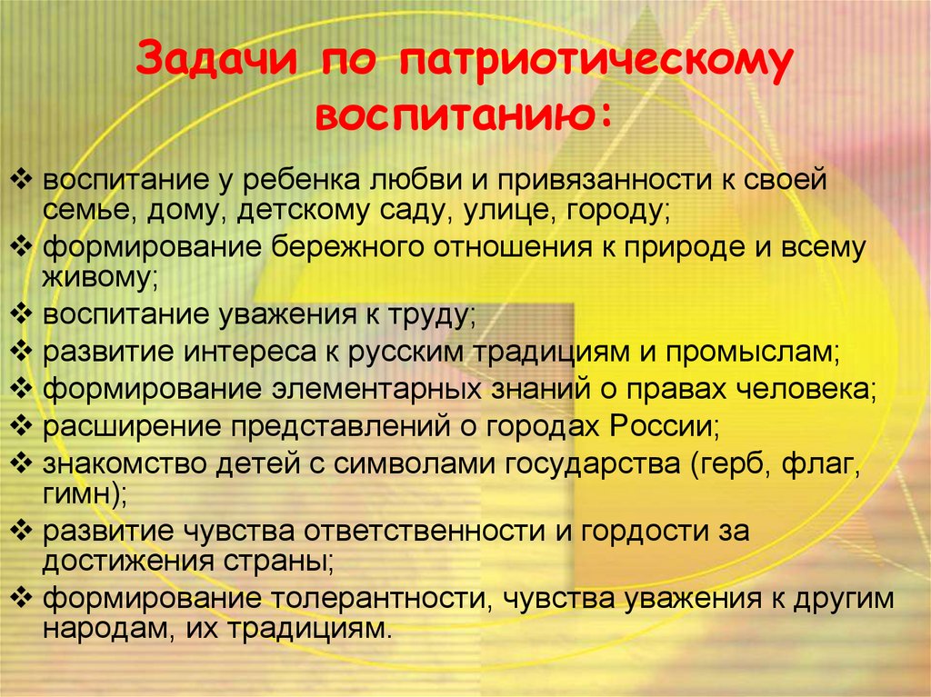 Задачи в годовой план доу по нравственно патриотическому воспитанию