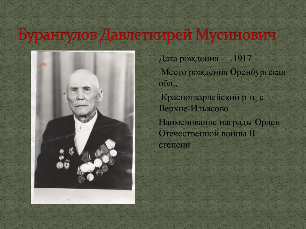 Бурангулов Давлеткирей Мусинович