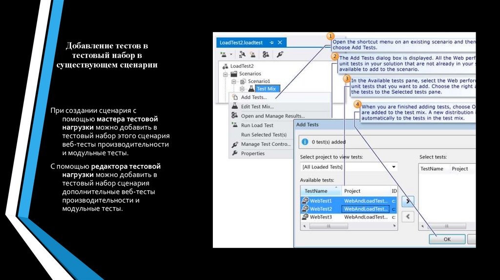 Добавление тестов в тестовый набор в существующем сценарии