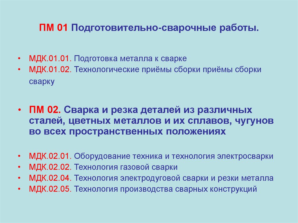 Пм 01 подготовительно сварочные работы