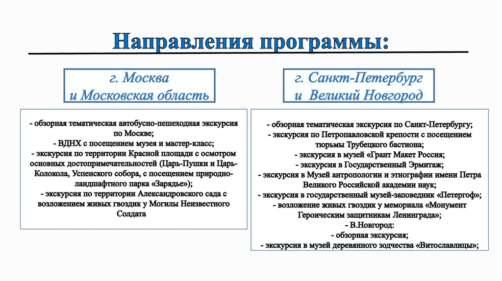 Направления программы: