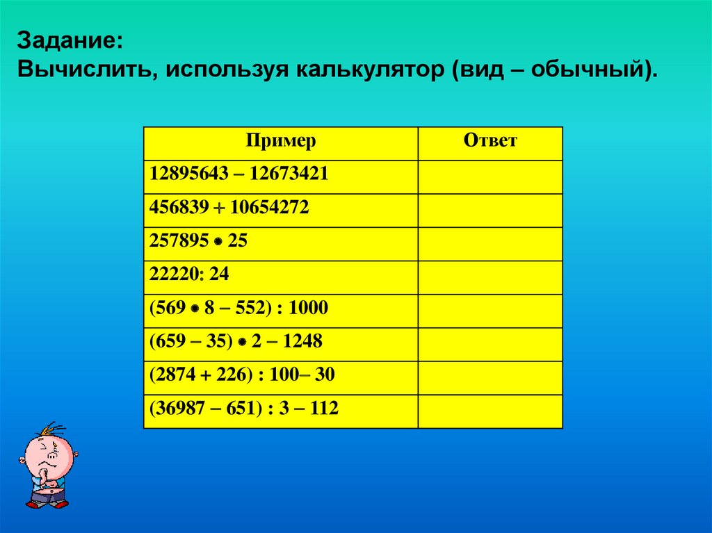 Математика 3 класс знакомство с калькулятором презентация