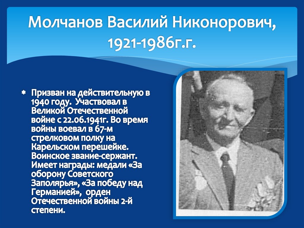 Молчанов Василий Никонорович, 1921-1986г.г.