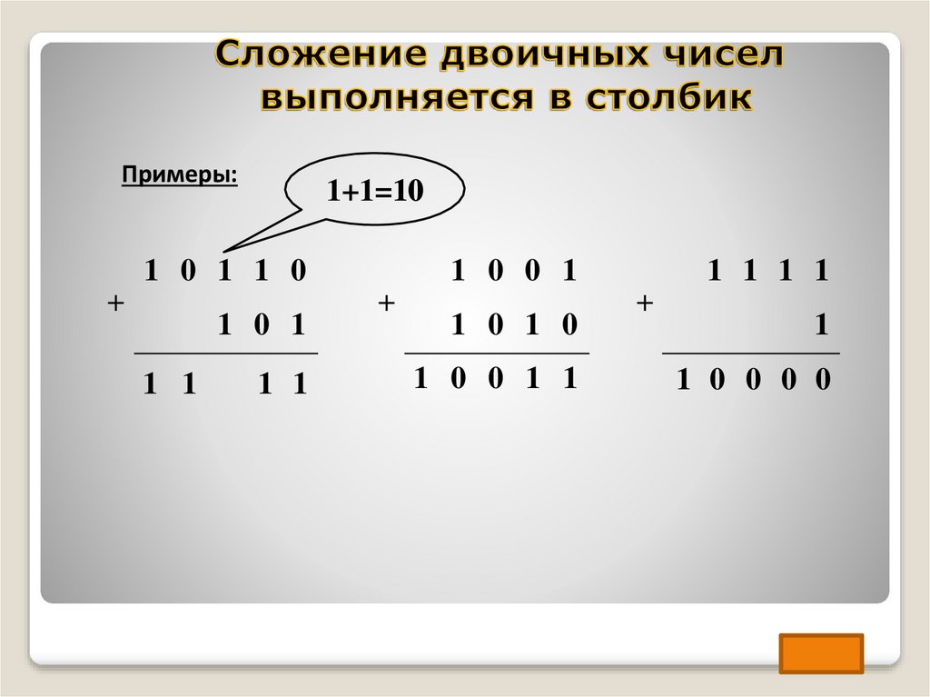 Арифметика в двоичной системе