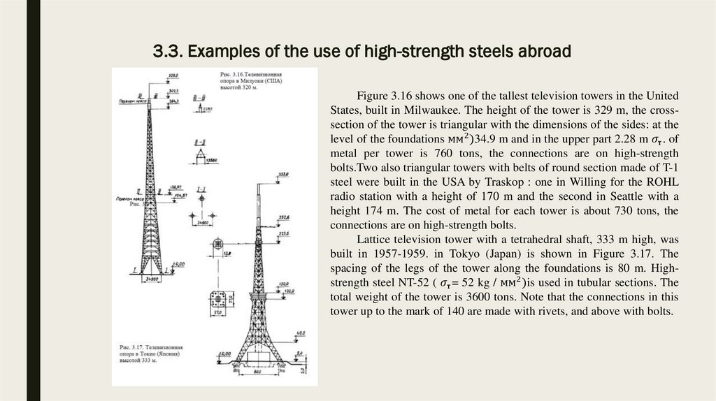 3.3. Examples of the use of high-strength steels abroad