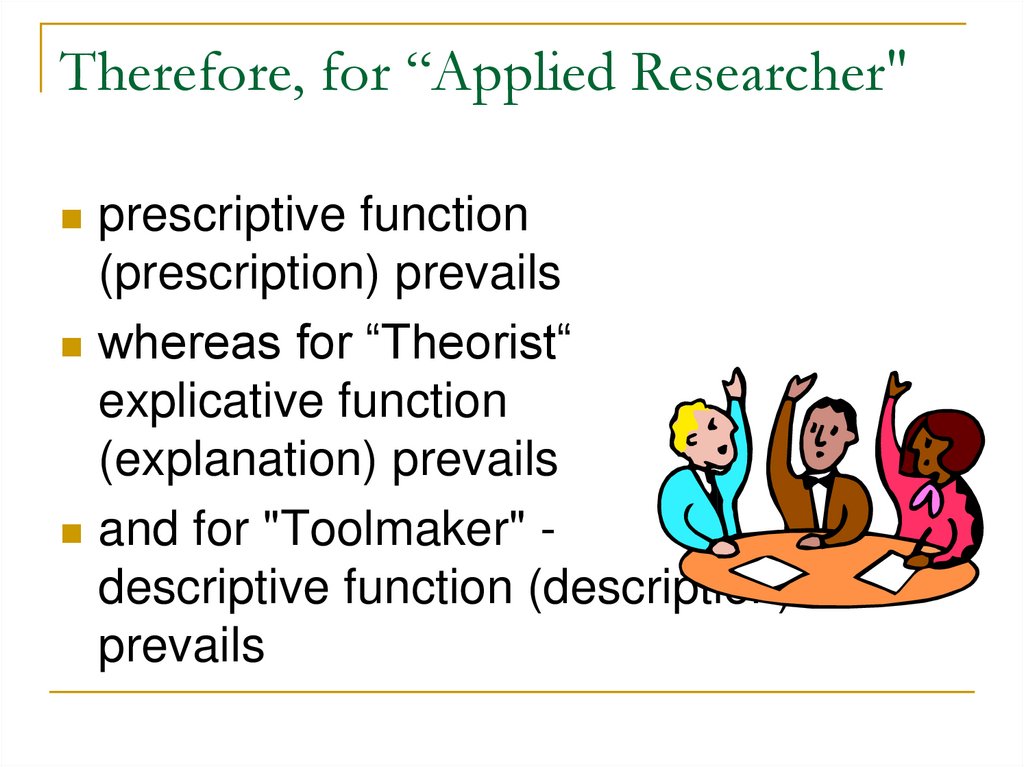 Therefore, for “Applied Researcher"