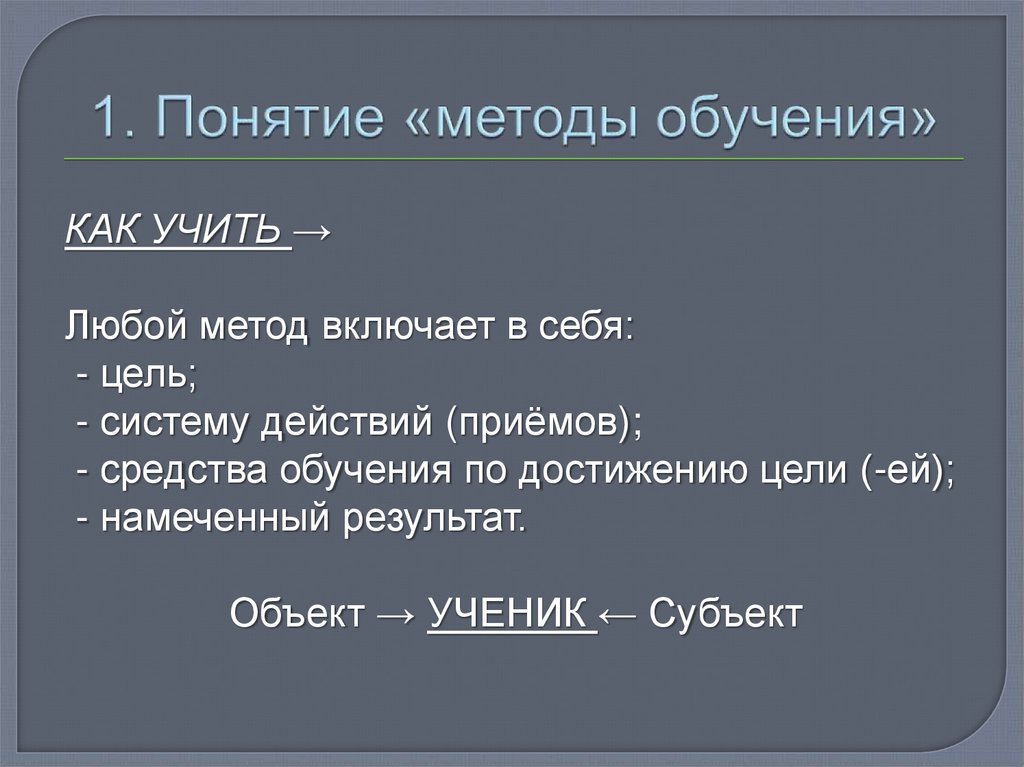 1. Понятие «методы обучения»